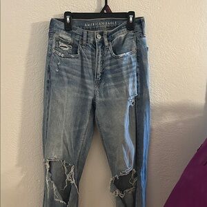 American Eagle Outfitters Women's Light Blue Straight Leg Jeans
